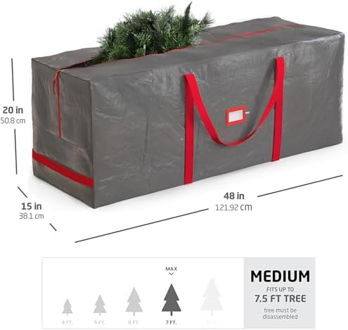 Zober Christmas Tree Storage Bag - Fits 7.5 Ft Artificial Trees - Plastic, Waterproof Christmas Tree Bag For Storage Box For Xmas - Strong, Durable Handles - Label Card Slot - Gray - Image 6