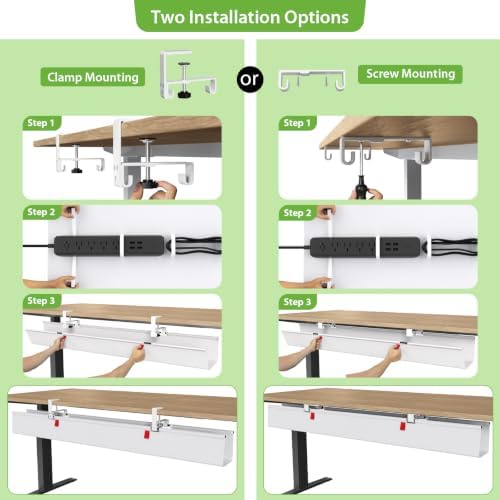 KEEGH Extra Large No Drill Under Desk Cable Management Tray 48 in, White - Image 2
