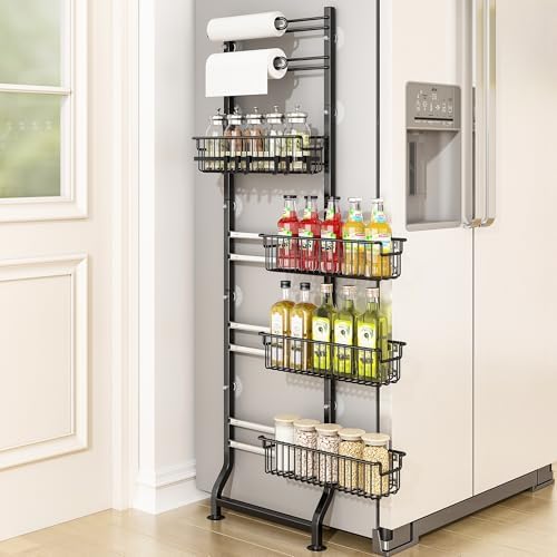 BUKFEN 6-Tier Slim Corner Shelf, Spice Rack Narrow Storage Next to Fridge by bukfen