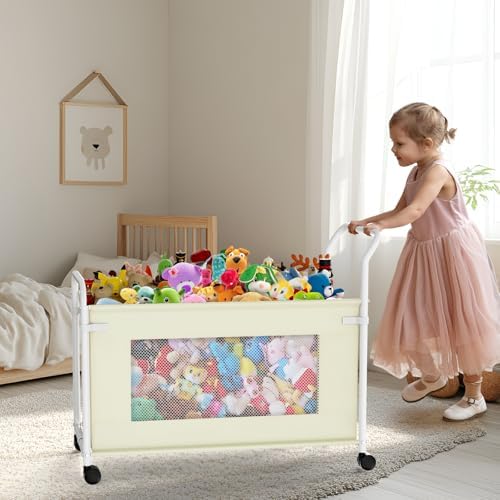 KEEGH Extra Large Toy Box for Kids, Heavy Duty Toy Storage Organizer, Beige - Image 3