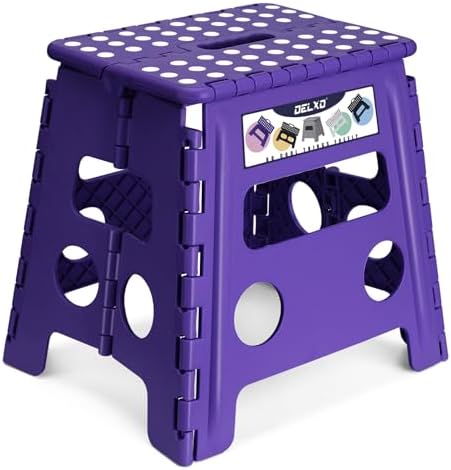 Delxo Folding Step Stool 13 Inch,300 Lbs Step Stool for Adults Purple by Delxo