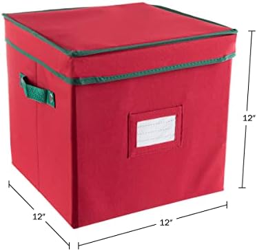Elf Stor Christmas Ornament Storage Box, Red, 12” x 12” x 12” - Image 6