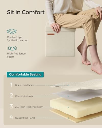 SONGMICS Small Folding Storage Ottoman, 11.8 x 11.8 x 11.8 in - Image 5