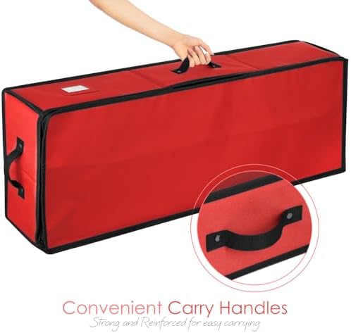 Hearth & Harbor Wrapping Paper Storage Container - Christmas Storage Bag with Interior Pockets - Gift Wrap Organizer Fits Up to 22 Rolls of 40" - Tear Proof, Red - Image 3