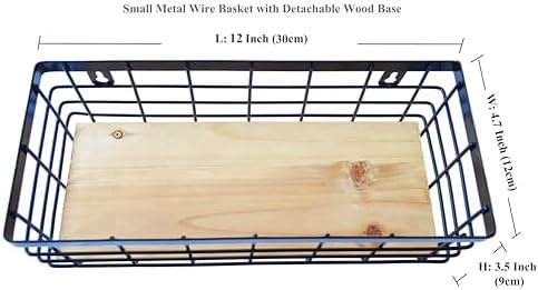 ShabbyDecor Farmhouse Metal Wire Basket with Detachable Wood Base,Small - Image 2