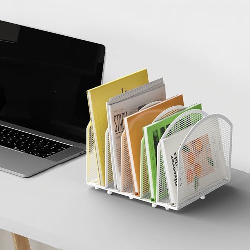 MINDEPOT Desk File Organizer 5 Sections Desktop Organizer File Sorter Office Organization File Folder Holder for Office School & Classroom (White, 5 Section - 1Pack) - Image 7