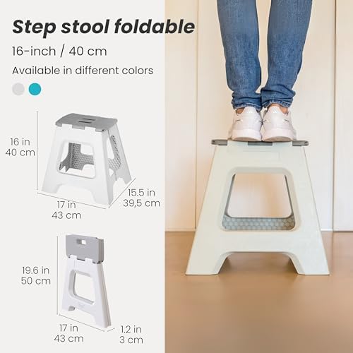 Vigar Compact Foldable Step Stool for Adults 16-Inch Gray - Image 2