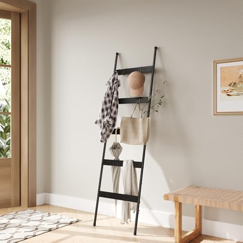 ELYKEN Blanket Ladder, 5-Tier Towel Rack, Wall-Leaning Quilt Holder - Image 6