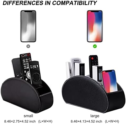 BONNY DODO Remote Control Holders Organizer Box with 5 Compartment PU Leather Multi-functional Office Desk Storage Caddy Store Tv Remote for Media Player,Brush,Pencil,Glassees&Office Supplies (Black) - Image 3