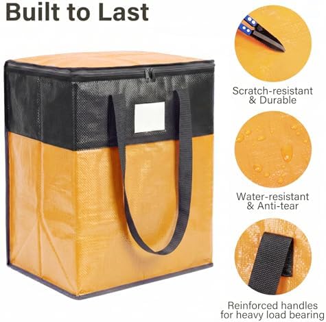 4Pack (110L*2+180L*2) Extra Large Moving Bags Heavy Duty with Wide Comfortable Handles & Strong Zipper, Durable Storage Bags Totes, Reusable Moving Boxes for College Dorm Bedding Space Saving,Yellow - Image 4