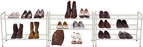 Simple Houseware 3-Tier Stackable Wired Grid Shoe Rack, White - Image 4