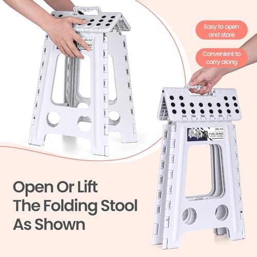 Delxo 17.5 Inch Folding Step Stool,Foldable Step Stool for Adults White - Image 5