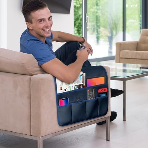 Remote Control Holder for Armchair Caddy, Remote Holder with 5 Pockets - Image 2