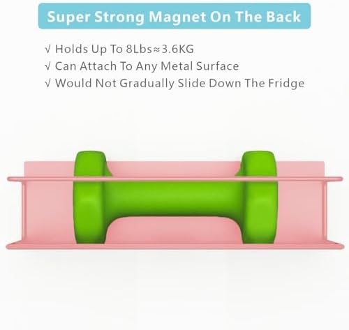 Magnetic Spice Rack For Refrigerator Magnetic Fridge Shelf For Kitchen Spice Organizer Magnetic Shelf For Fridge Space Saving Pink 4 Pack With Magnetic Paper Towel Holder - Image 2