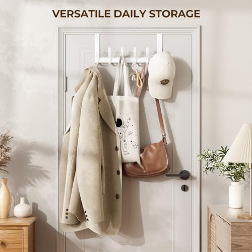 Optish Over The Door Hooks, Door Hanger Hooks for Hanging, Over The Doors Towel Racks for Bathroom, Coat Rack Dorm Essentials (1Pack, White, Fit 1-3/4" Doors) - Image 5