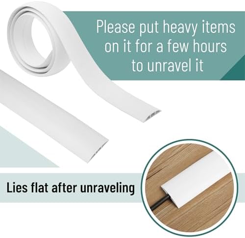Bates- Floor Cord Cover, 6ft, Cable Cavity 0.6" (W) x 0.31" (H), Heavy Duty Wire Protector, PVC Extension Cords Hider, Protect Cords, Prevent Cable Trips, Cord Hider for Office, Home, Outdoor - Image 3