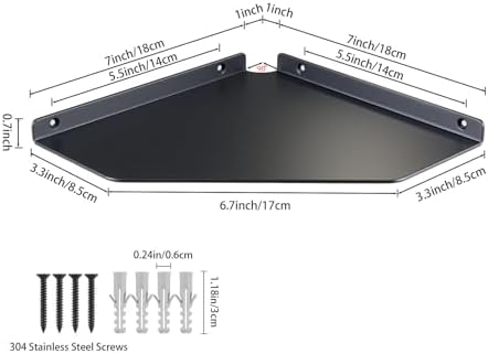 8 Inch Black Floating Corner Shelf Wall Mounted, Triangle Storage Shelf for Kitchen, Speakers, Wine, Decor & Small Electronics - Image 3