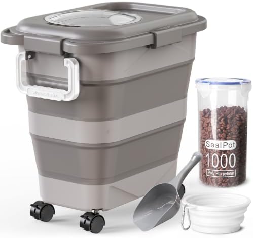 Collapsible Dog Food Container for 10-25 lbs, Airtight Storage Bin by JovipawzySimplifiesPetCare