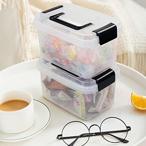 Jekiyo 2.5 Quart Plastic Latching Box, Clear Bin with Black Handle, 4 Packs - Image 4