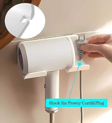 2-Pack Universal Hair Dryer Holder, Self Adhesive Wall Mount, White - Image 4