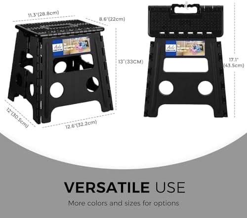 ACKO 13" Folding Step Stool, Non-Slip Surface for Adults & Kids, Dot Black - Image 2