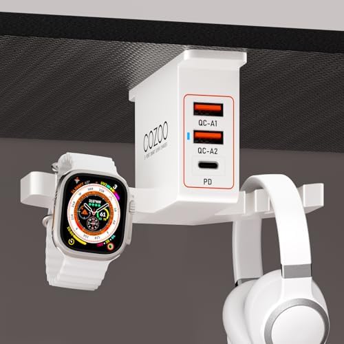 cozoo Desk Headphone Holder Hook Headset Watch Cable Bag Storage White by COZOO