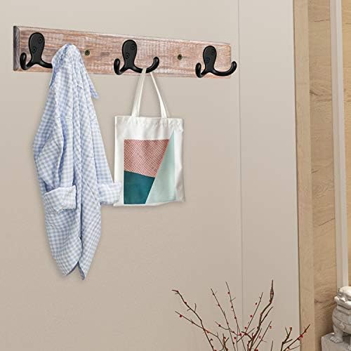 IBosins 10 Pack Black Double Prong Coat Hooks Wall Mounted with 20 Screws - Image 5