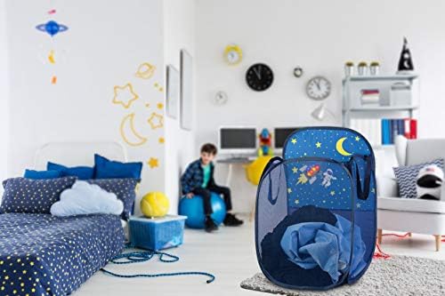 Store & Score Kids Fun LED Space Ship Light-Up Mesh Pop-up Hamper, Collapsible Space Saving and Easy to Store, Reinforced Heavy Duty Side Carry Handles - Image 4