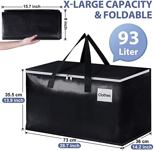 StorageRight Moving Bags, Moving Boxes, 93L 6-Pack Sotrage Bags Totes,Black - Image 2