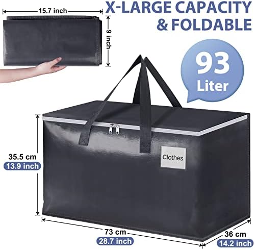 StorageRight Heavy Duty Moving Boxes-Moving Bags with Zipper, Reinforced Handles and Tag Pocket-Collapsible Moving Supplies-Totes for Storage Great for Moving, Storage and Travel 93L(Gray-6 Pack) - Image 2
