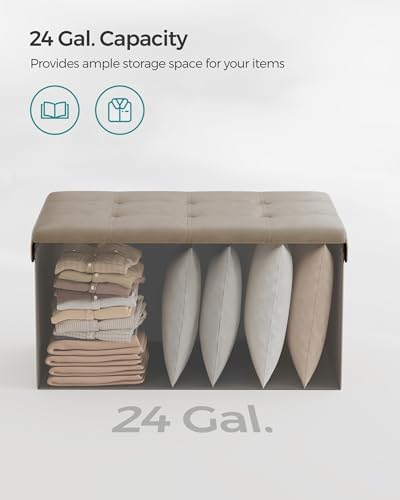 SONGMICS Storage Ottoman Bench, 30 Inches Folding Foot Rest Stool - Image 5