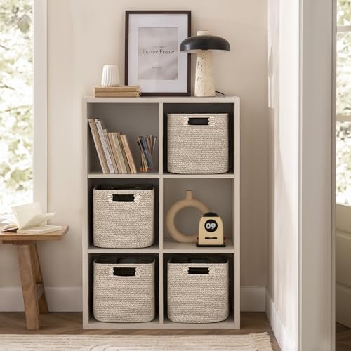 UBBCARE Set of 4 Storage Basket-13 X 13 X 13 in, Cotton Rope Baskets for Shelves, Toys, Book, Cube Storage Bins with Handles, Woven Storage Basket for Organizing, Mix-Brown - Image 5