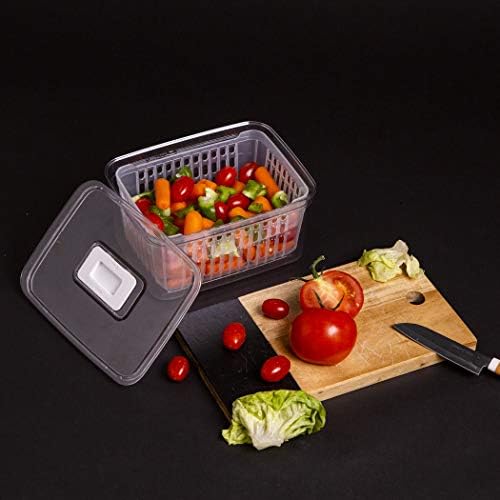 BINO | Produce Saver - 6.8 Cup/1.6L | Fridge Storage Containers for Fruits and Vegetables | Adjustable Air Vent, Removable Basket | BPA-Free Fridge Organizers (Pack of 4) - Image 4