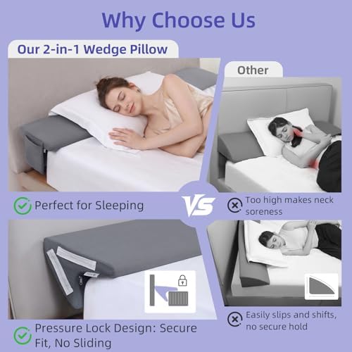 Vekkia King Bed Wedge Pillow for Headboard,Bed Gap Fille,Cover 0-6" Gap - Image 4