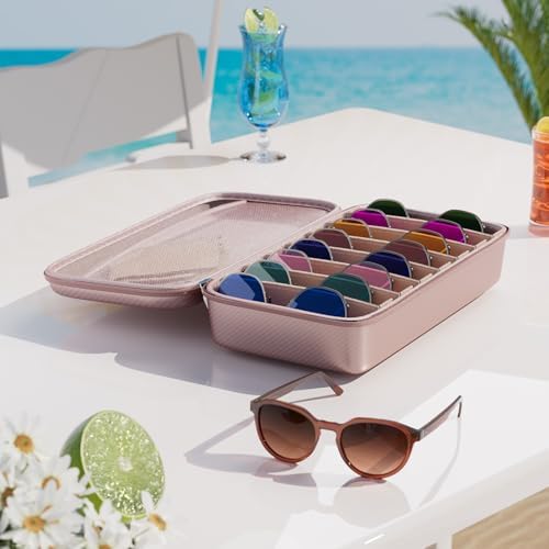 Travel Sunglasses Organizer​,​ Hard Shell​ Sunglass Case Adjustable Slots for Multiple ​Sunglass Eyeglass Case - Image 3
