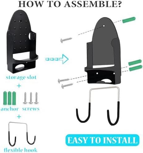 Ironing Board Hanger Wall Mount Electric Iron Holder Ironing Board Rack Household Bathroom Shelf - for Max 5 inch Width - Black - Image 5