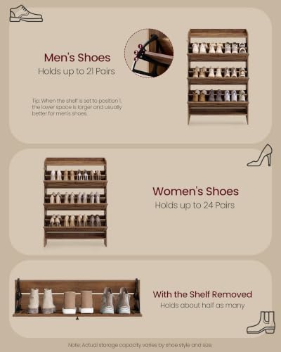 VASAGLE Narrow Shoe Storage Cabinet Organizer with 3 Flip Drawers - Image 5