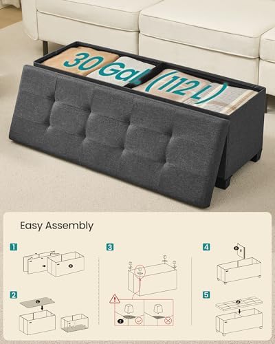SONGMICS Storage Ottoman Bench with Legs, Flipping Lid, 43.3 Inches - Image 6