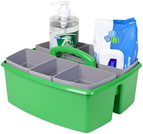 Storex Large Classroom Caddy with Cups, 13 x 11 x 6.575 Inches, Green, Case of 2 (00983U02C) - Image 6