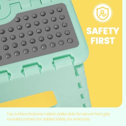 ACSTEP 9 Inch Folding Step Stool 300 LB Capacity Non Slip Foot Stool with Handle Plastic Foldable Step Stools for Kids Stepping Stool for Bathroom Black Small Step Stool (1 PC Teal) - Image 3