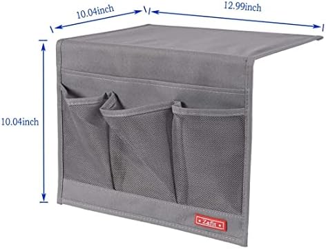 Zafit Bedside Storage Organizer, Table Cabinet Bedside Organizer Caddy for Remotes Phone Glasses (Classic 4 Pockets-Grey) - Image 2