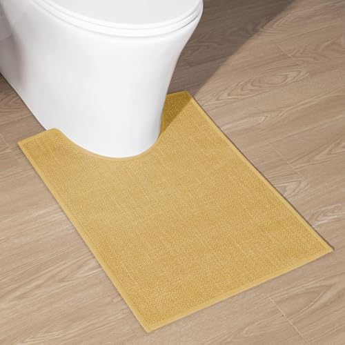 chakme Bathroom Rugs Mat U-Shaped 24x17, Ultra ThinNon Slip Bath Mat Small Quick Dry Absorbent Bath Matfor Bathroom Floor, (Yellow, U-24"x17") by CHAKME