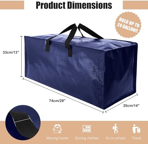 NATURELUX Heavy Duty Moving Bags with Backpack Straps and Strong Handles, Alternative to Moving Boxes and Storage Totes for Dorm Room Essentials, 12 Pack, Blue - Image 2