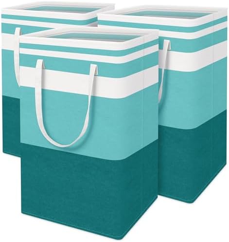 BlissTotes 3-Pack Laundry Basket, Collapsible Laundry Hamper, Green, 88L by BlissTotes