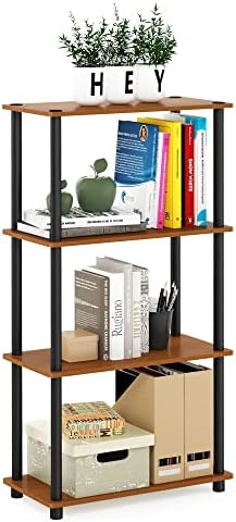 Furinno Turn-N-Tube Toolless 4-Tier Storage Shelves, Light Cherry by Furinno-FitsYourSpaceFitsYourBudget