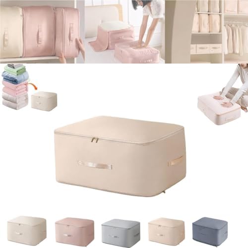 2024 NEW Space Saving Self Compression Organizer,Self Compression Moving Organizer Bags,Storage Tote for Space Saving,Heavy Duty Moving Bags for Comforters,Clothes (Apricot, 15.75 * 11.8 * 7.08in) by Busylive