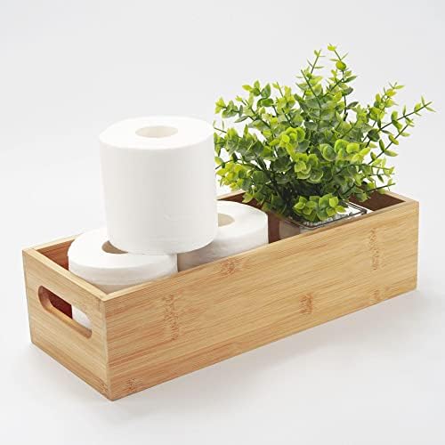 Toilet Tank Paper Basket for Back of Tank Top, Bamboo Bathroom Storage for Organizing (15 x 6 x 4 inch) - Image 2
