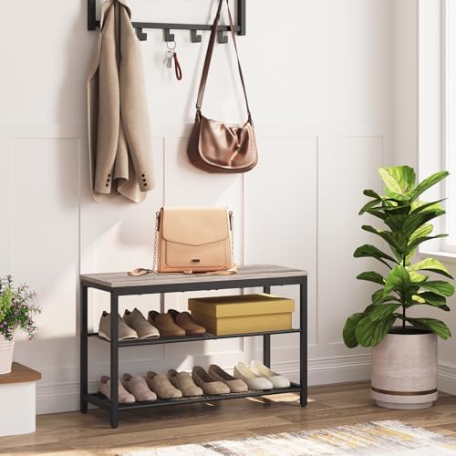 HOOBRO Shoe Bench, 3-Tier Shoe Rack,Industrial Shoe Organizer Storage Bench - Image 4
