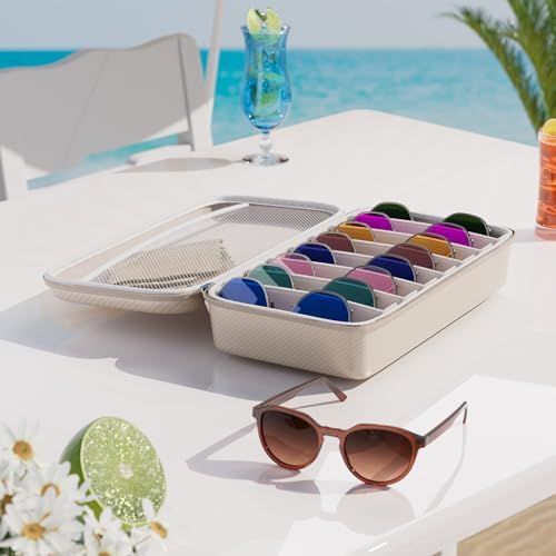 Travel Sunglasses Organizer​,​ Hard Shell​ Sunglass Case Adjustable Slots for Multiple ​Sunglass Eyeglass Case - Image 2