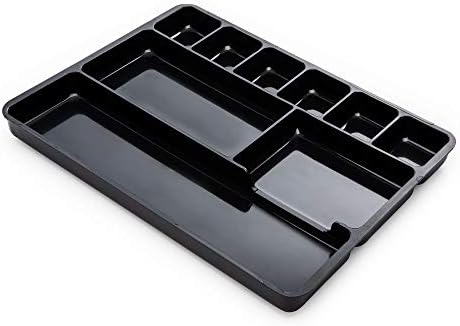 Desk Drawer Organizer Tray with 9 Storage Compartments - For Home and Office - Drawer Organizers Office, Perfect Organizing Pens, Pencils, Paper Clips, Sticky Notes and all your Supplies - 2 Pack - Image 2